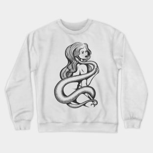 Sexy Woman with Snake Crewneck Sweatshirt